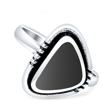 Triangular Ring Black Onyx Oxidized 925 Sterling Silver Wholesale